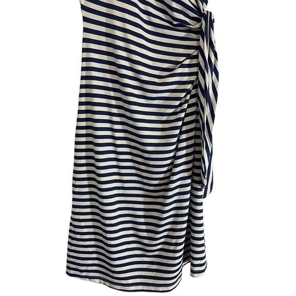 J.Mclaughlin Short Sleeve Leonora Striped Midi Dress White Navy Womens Sz Large - Picture 4 of 10